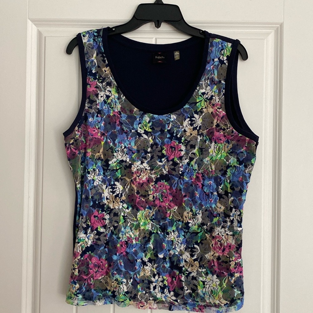 NWOT Rafella Lined Mesh Sleeveless Top T-shirt Back Stretchy Sz PL (Ptp 20.5”)